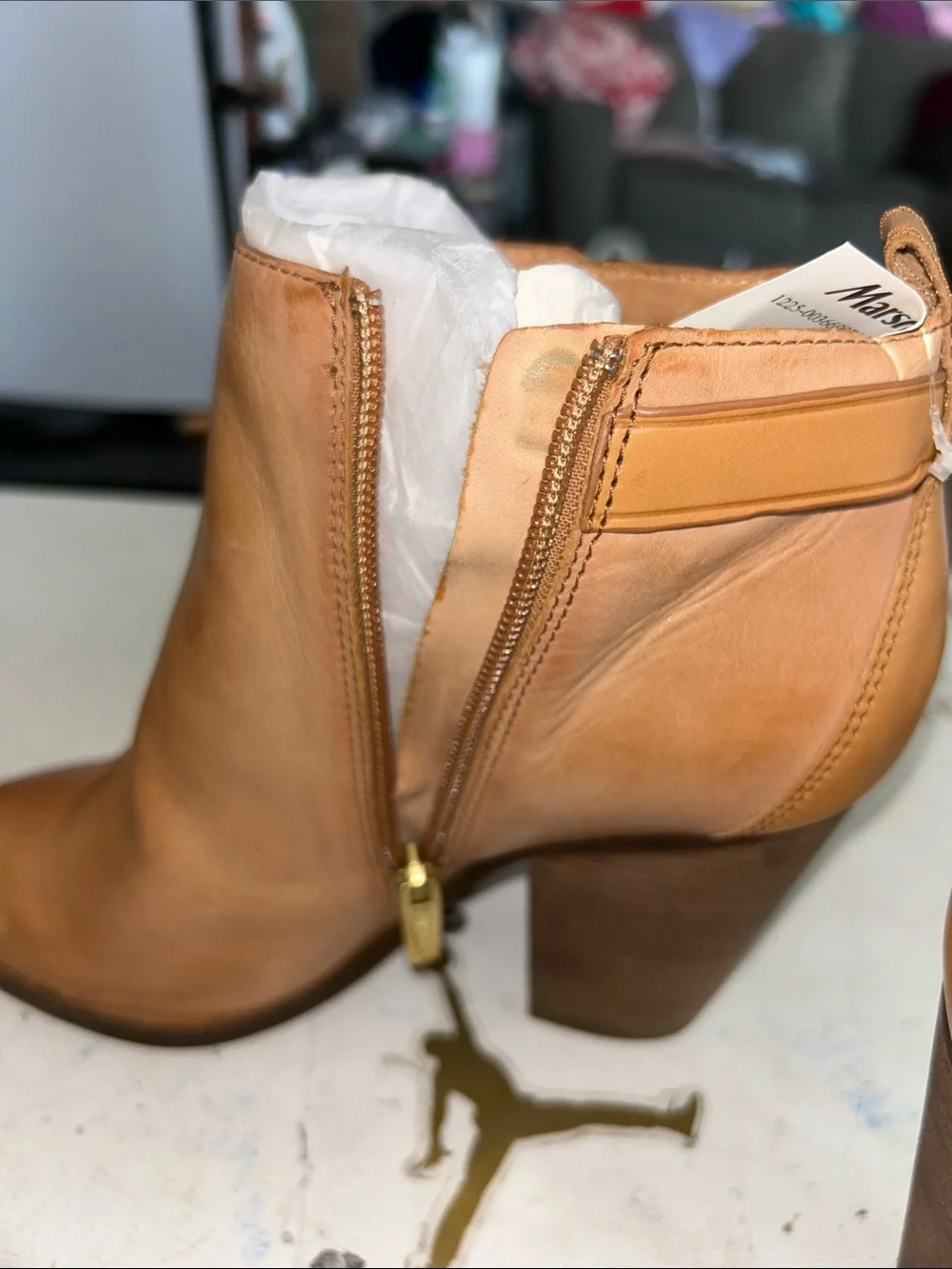 Coach Women's Cognac Leather Ankle Booties